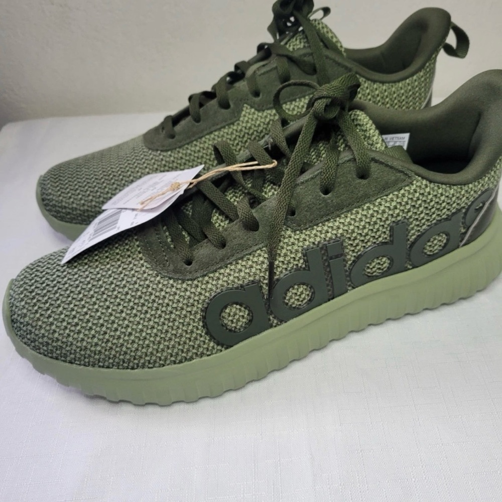 MENS NWT ADIDAS GREEN OLIVE KAPTIR BASE RUNNING WORKOUT EVERY DAY SHOE SIZE 10 - Picture 3 of 10